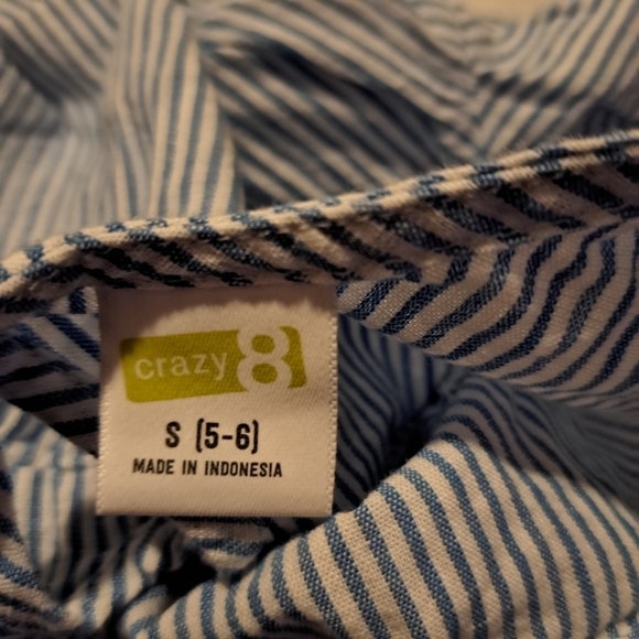 Crazy 8 girls size 5/6 cold shoulder blue & white striped dress - Picture 4 of 5